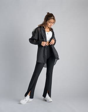 CRONOS WOMEN SHEER SHIRTS [BLACK]