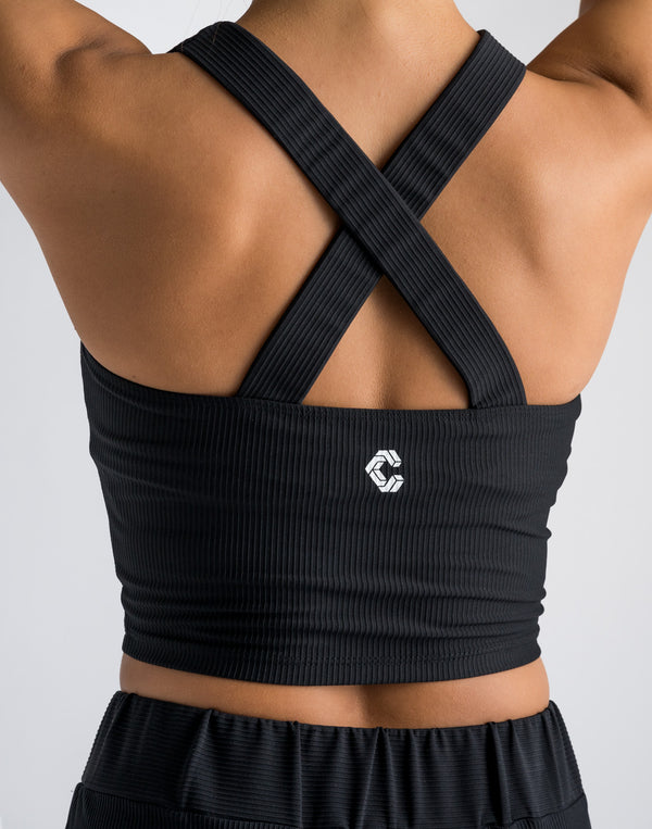 CRONOS WOMEN RIB GATHER BRA【BLACK】