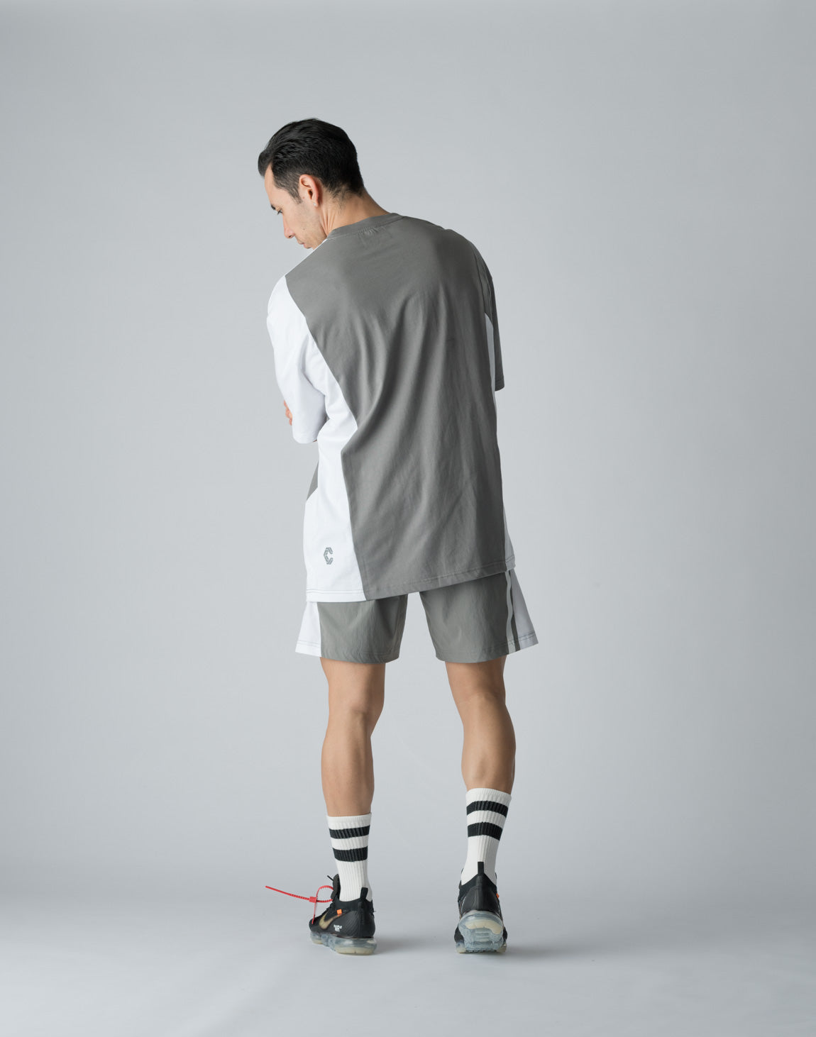 CRONOS DIAGONAL SWITCHING PATTERN T-SHIRT【GRAY】 – クロノス