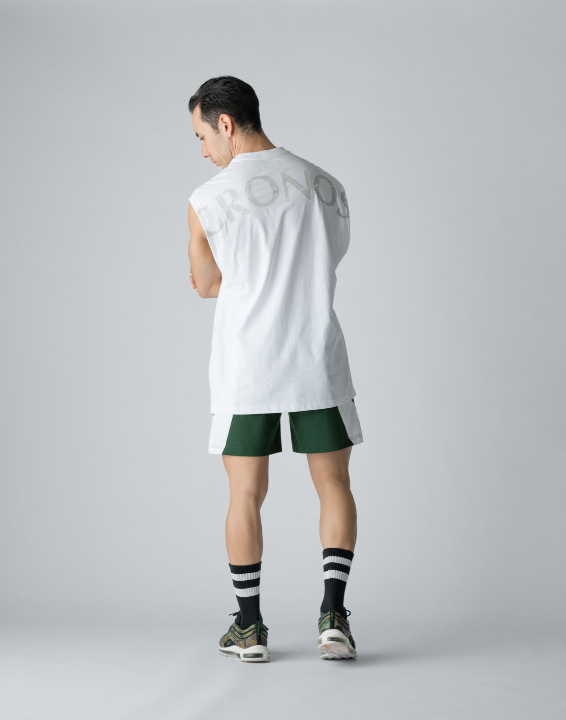 CRONOS ブルー ホワイト トレーナー M CRONOS EMBROIDERY BOXLOGO SLEEVELESS【WHITE】 – クロノス