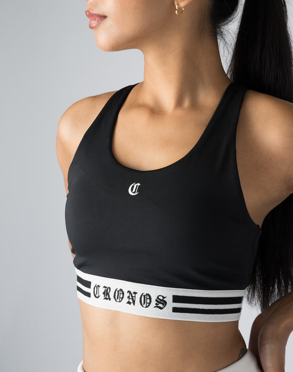 CRONOS WOMEN BLACK LETTER BRA【BLACK×WHITE】