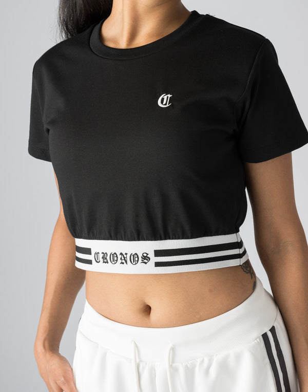 CRONOS WOMEN BLACK LETTER T-SHIRTS【WHITE】