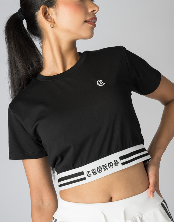 CRONOS WOMEN BLACK LETTER T-SHIRTS【WHITE】