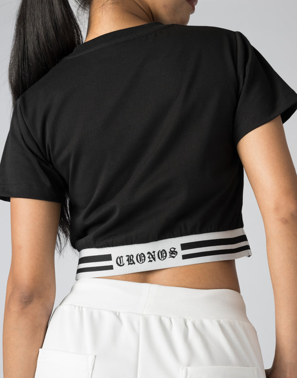 CRONOS WOMEN BLACK LETTER T-SHIRTS【WHITE】