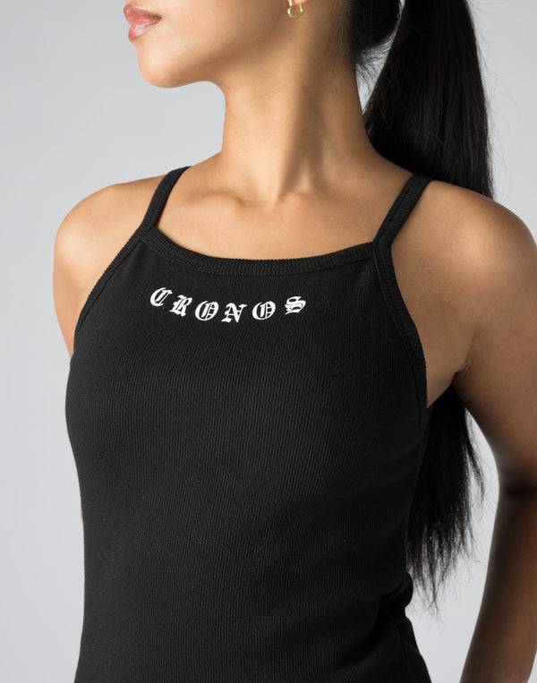 CRONOS WOMEN BLACK LETTER TANKTOP【GRAY】