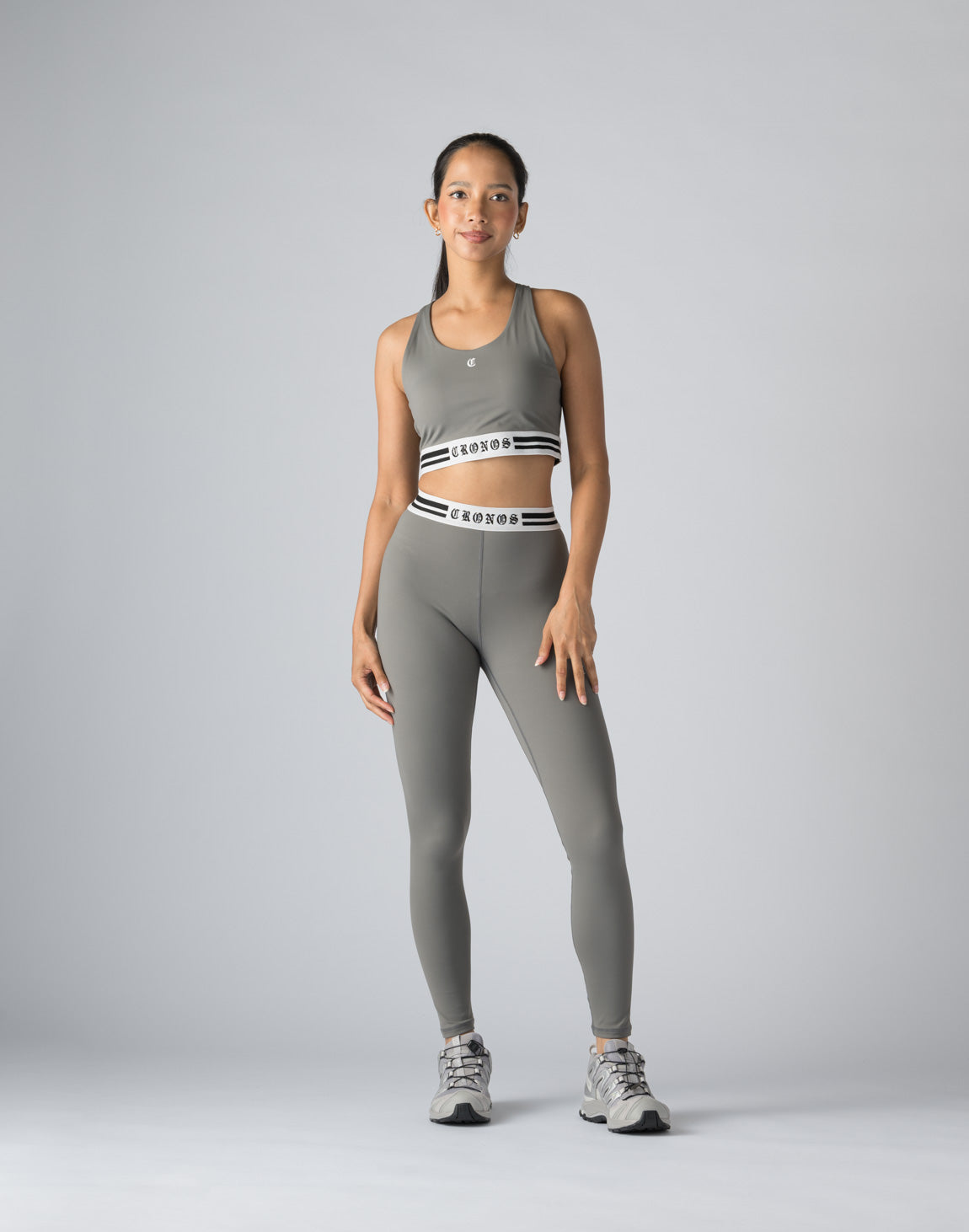 CRONOS WOMEN BLACK LETTER LEGGINGS【GRAY】