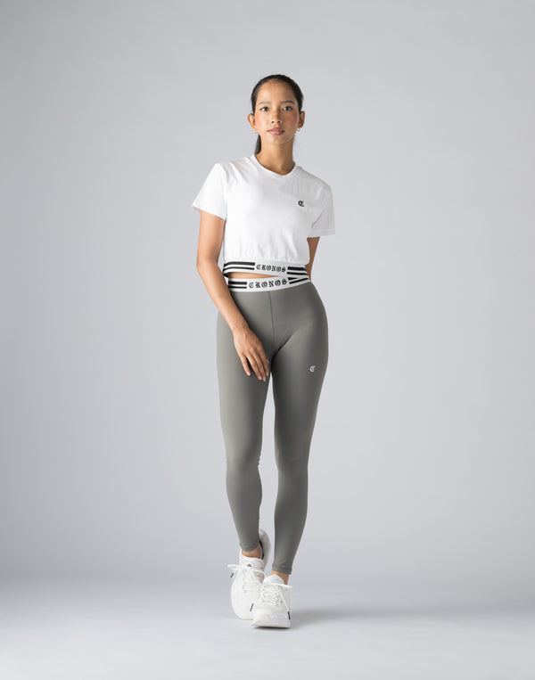 CRONOS WOMEN BLACK LETTER LEGGINGS【GRAY】