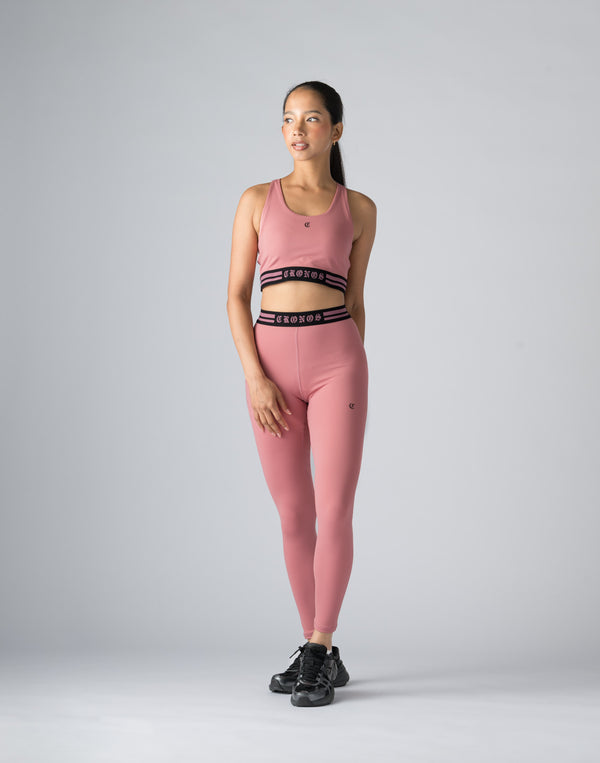 CRONOS WOMEN BLACK LETTER LEGGINGS【PINK】