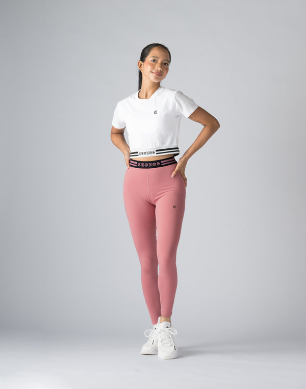 CRONOS WOMEN BLACK LETTER LEGGINGS【PINK】