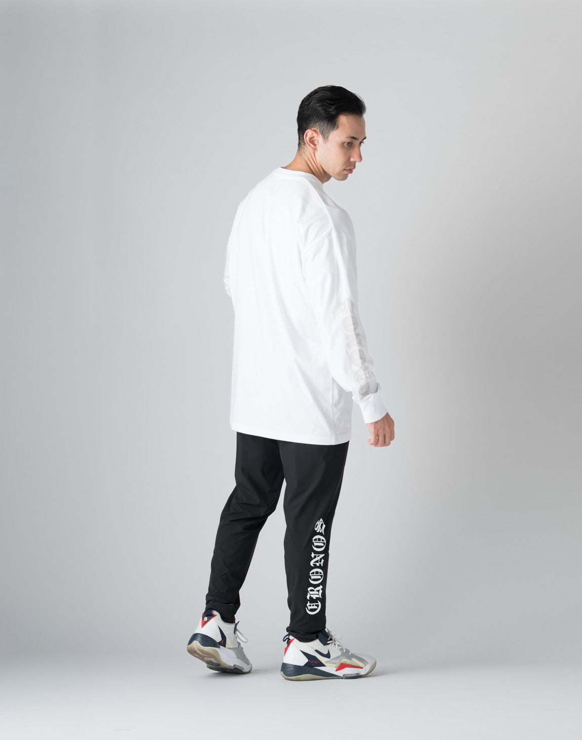 CRONOS BLACK LETTER BOTHSIDE LONGPANTS【BLACK×WHITE