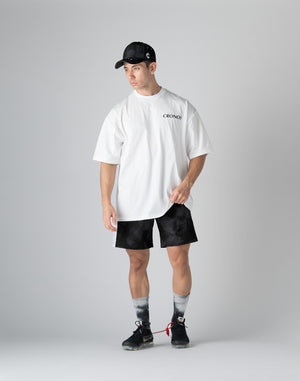 CRONOS  STRIPED PATTERN OVERSIZE T-SHIRT【WHITE】