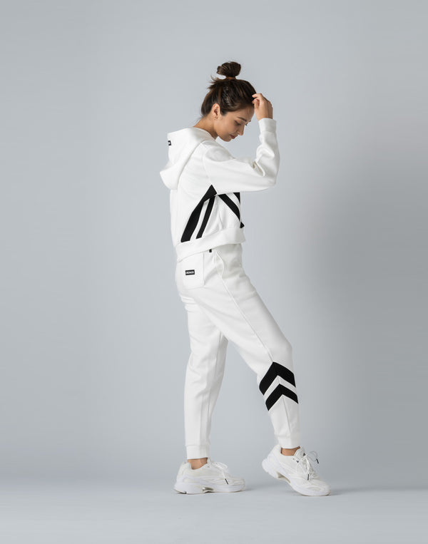 CRONOS WOMEN EMBROIDERY ZIP HOODY [WHITE]