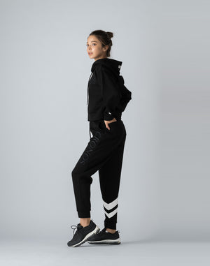 CRONOS WOMEN EMBROIDERY ZIP HOODY [BLACK]