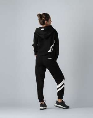 CRONOS WOMEN EMBROIDERY ZIP HOODY [BLACK]