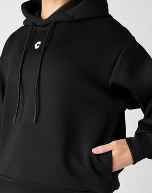 CRONOS WOMEN EMBROIDERY LOGO HOODY [BEIGE]