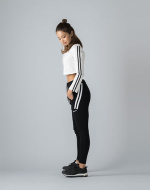 CRONOS WOMEN FRONT RIB LONG SLEEVE【WHITE】
