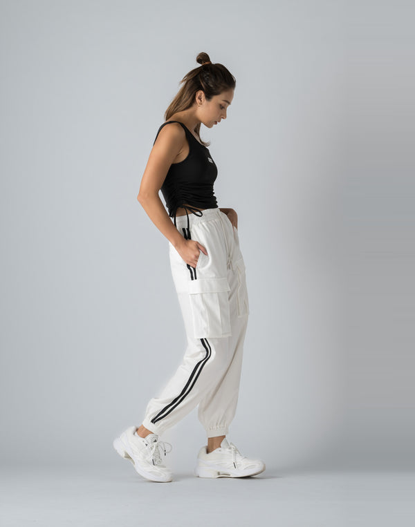 CRONOS WOMEN NYLON STRETCH CARGO【WHITE】