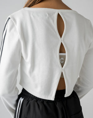 CRONOS WOMEN FRONT RIB LONG SLEEVE【BLACK】