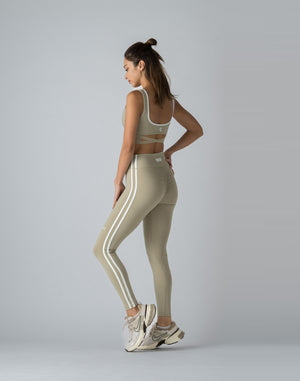 CRONOS WOMEN DOUBLE STRIPES LEGGINGS【BEIGE】