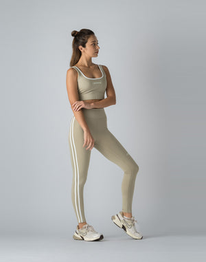 CRONOS WOMEN DOUBLE STRIPES LEGGINGS【BEIGE】