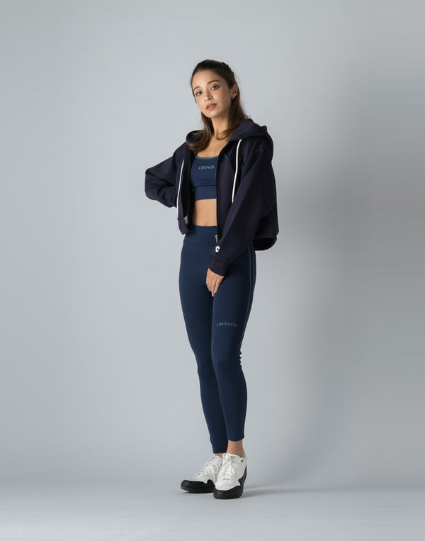 CRONOS WOMEN DOUBLE STRIPES LEGGINGS【NAVY】
