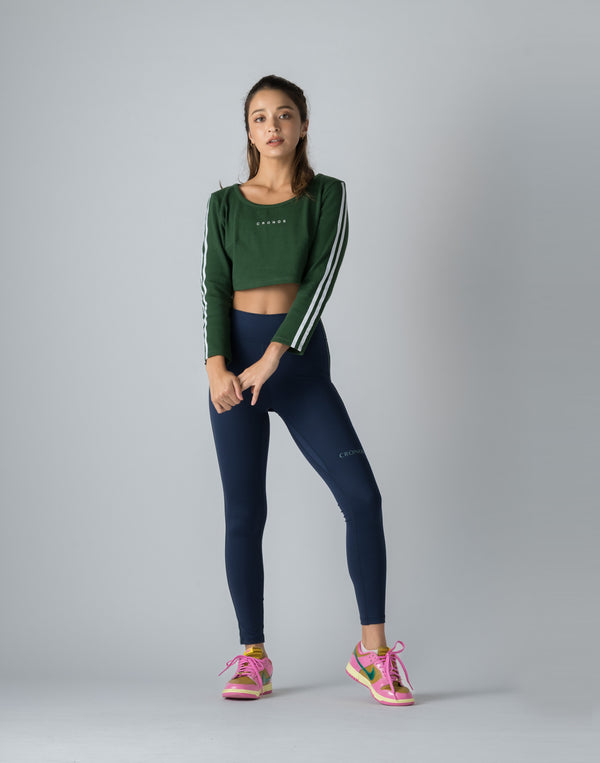 CRONOS WOMEN DOUBLE STRIPES LEGGINGS【NAVY】
