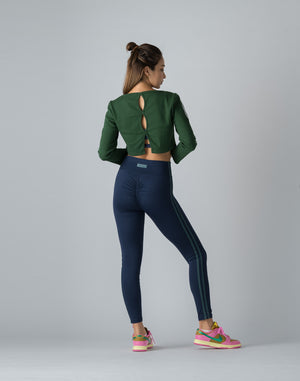CRONOS WOMEN DOUBLE STRIPES LEGGINGS【NAVY】