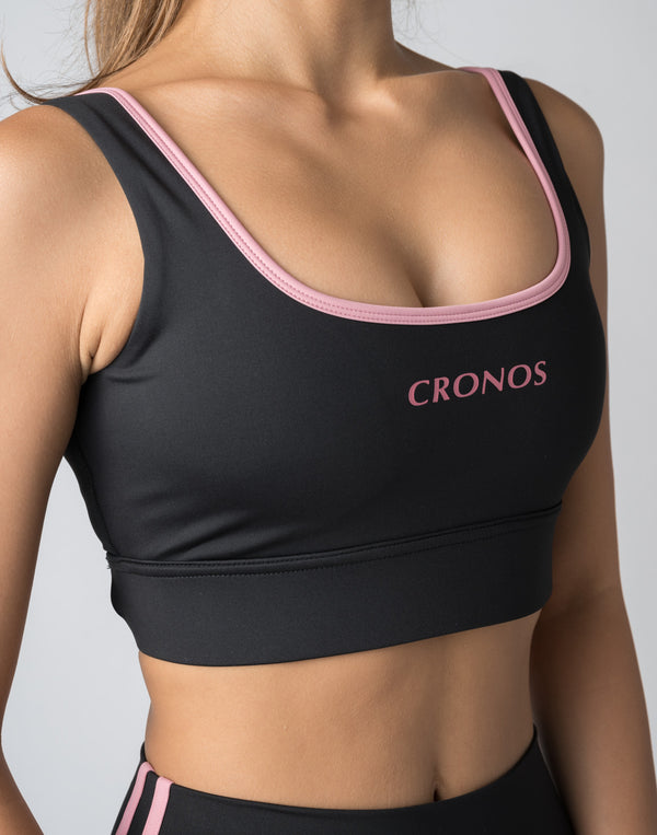 CRONOS WOMEN BACK CROSS BRA【BLACK×WHITE】
