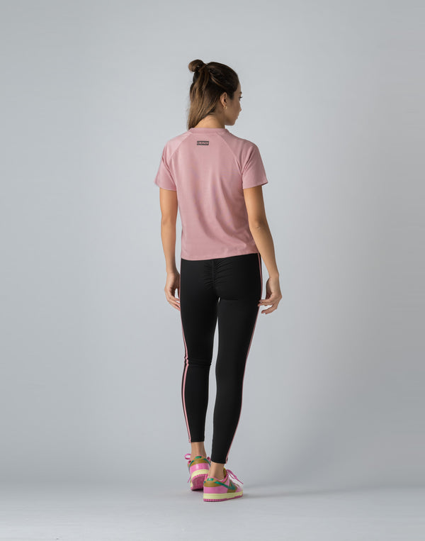 CRONOS WOMEN DOUBLE STRIPES LEGGINGS【BLACK×PINK】