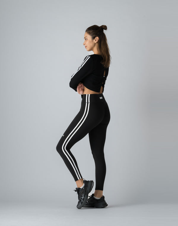 CRONOS WOMEN FRONT RIB LONG SLEEVE【BLACK】