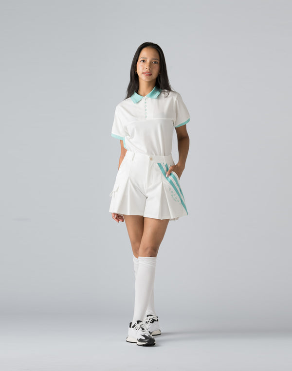 CRONOS BLACK ZIP BICOLOR POLO SHIRT【WHITE】