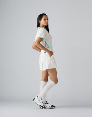 CRONOS BLACK ZIP BICOLOR POLO SHIRT【WHITE】
