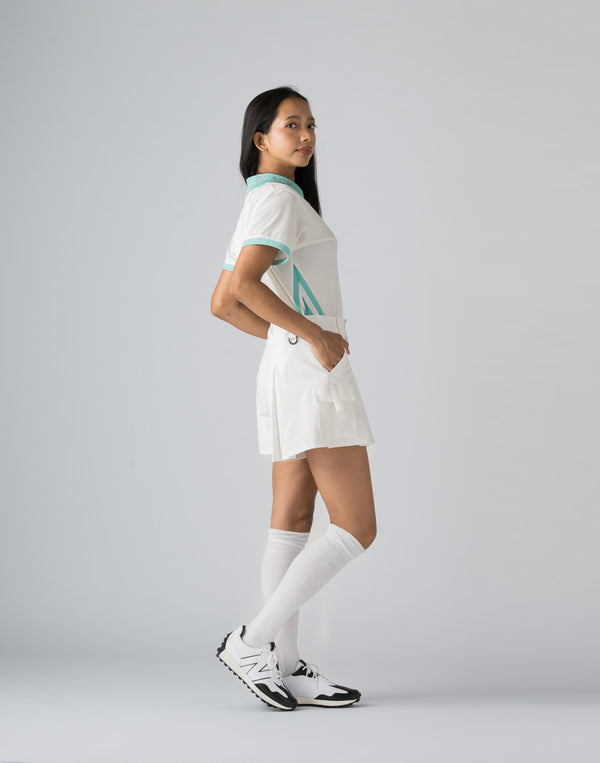 CRONOS BLACK ZIP BICOLOR POLO SHIRT【WHITE】