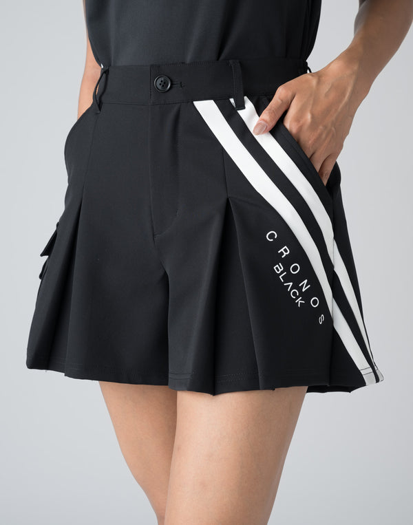 CRONOS BLACK STRIPED SHORTS【WHITE】