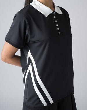 CRONOS BLACK ZIP BICOLOR POLO SHIRT【BLACK】