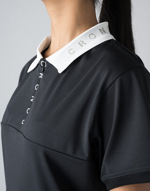 CRONOS BLACK ZIP BICOLOR POLO SHIRT【BLACK】