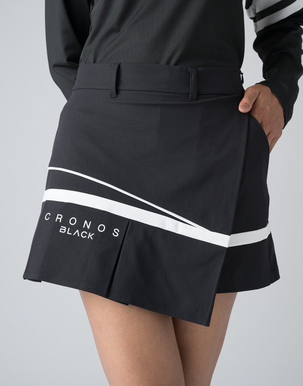 CRONOS BLACK WRAPSKIRTED SHORTS【BLACK×RED】