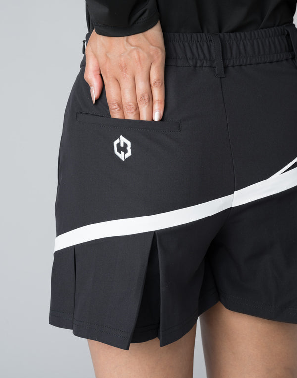 CRONOS BLACK WRAPSKIRTED SHORTS【BLACK×RED】