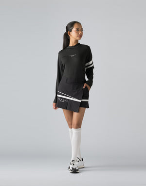 CRONOS BLACK MOCK NECK LINE LONG SLEEVE SHIRT【BLACK×WHITE】