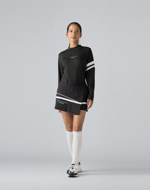 CRONOS BLACK MOCK NECK LINE LONG SLEEVE SHIRT【BLACK×WHITE】