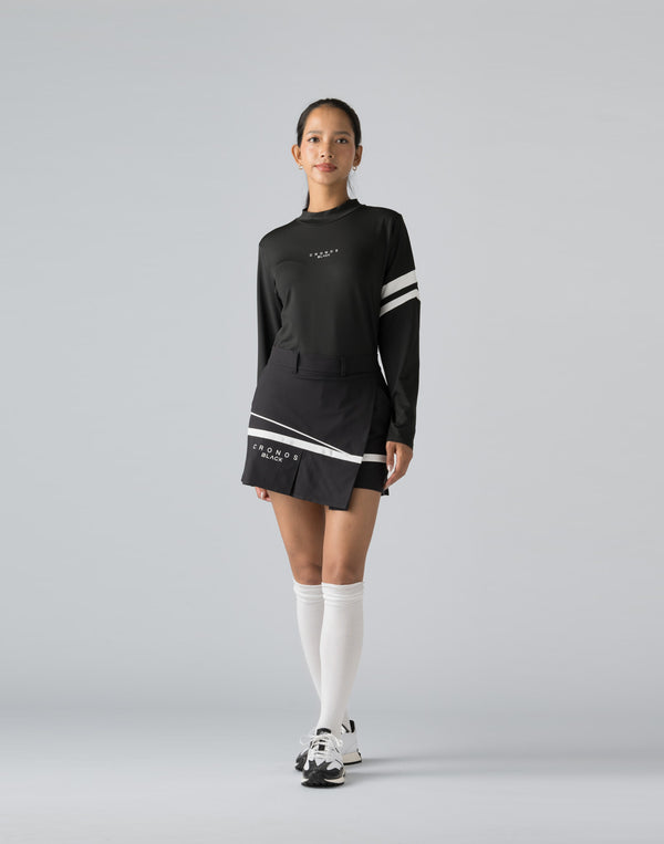 CRONOS BLACK MOCK NECK LINE LONG SLEEVE SHIRT【BLACK×WHITE】