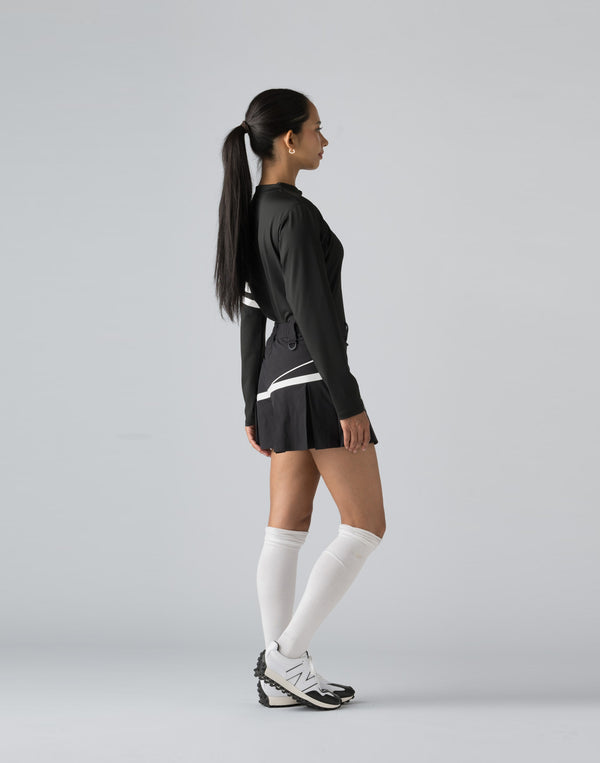 CRONOS BLACK WRAPSKIRTED SHORTS【BLACK×WHITE】