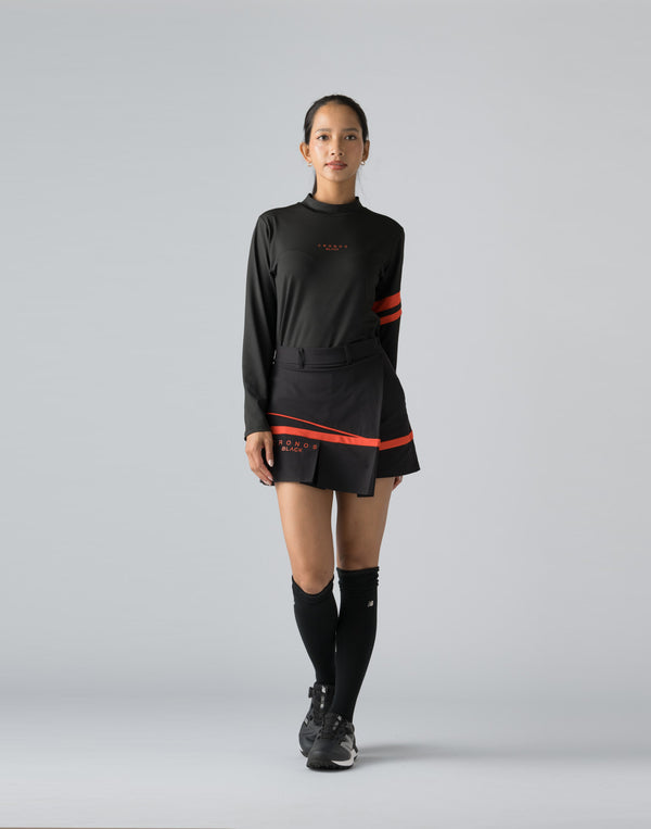 CRONOS BLACK WRAPSKIRTED SHORTS【BLACK×RED】