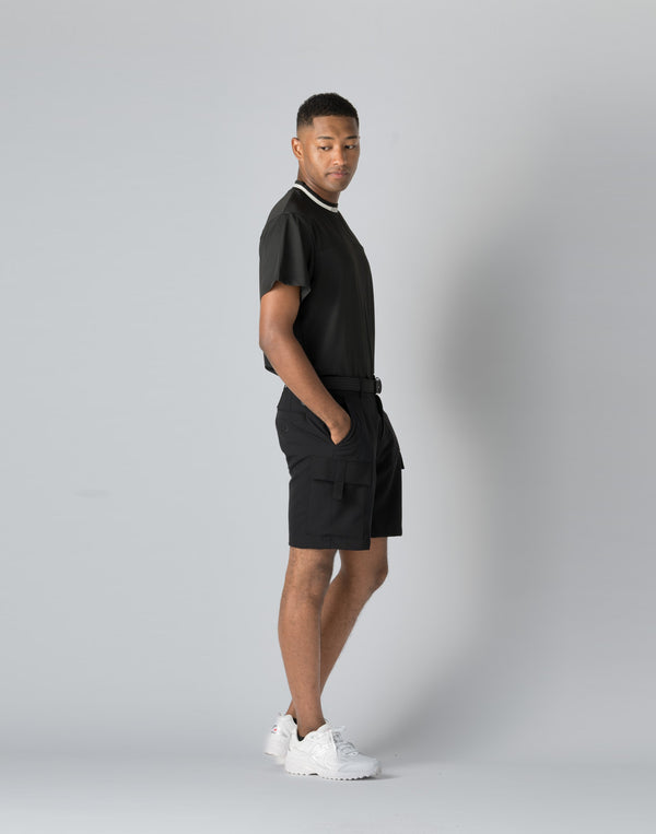 CRONOS BLACK CARGO SHORTS [BLACK]