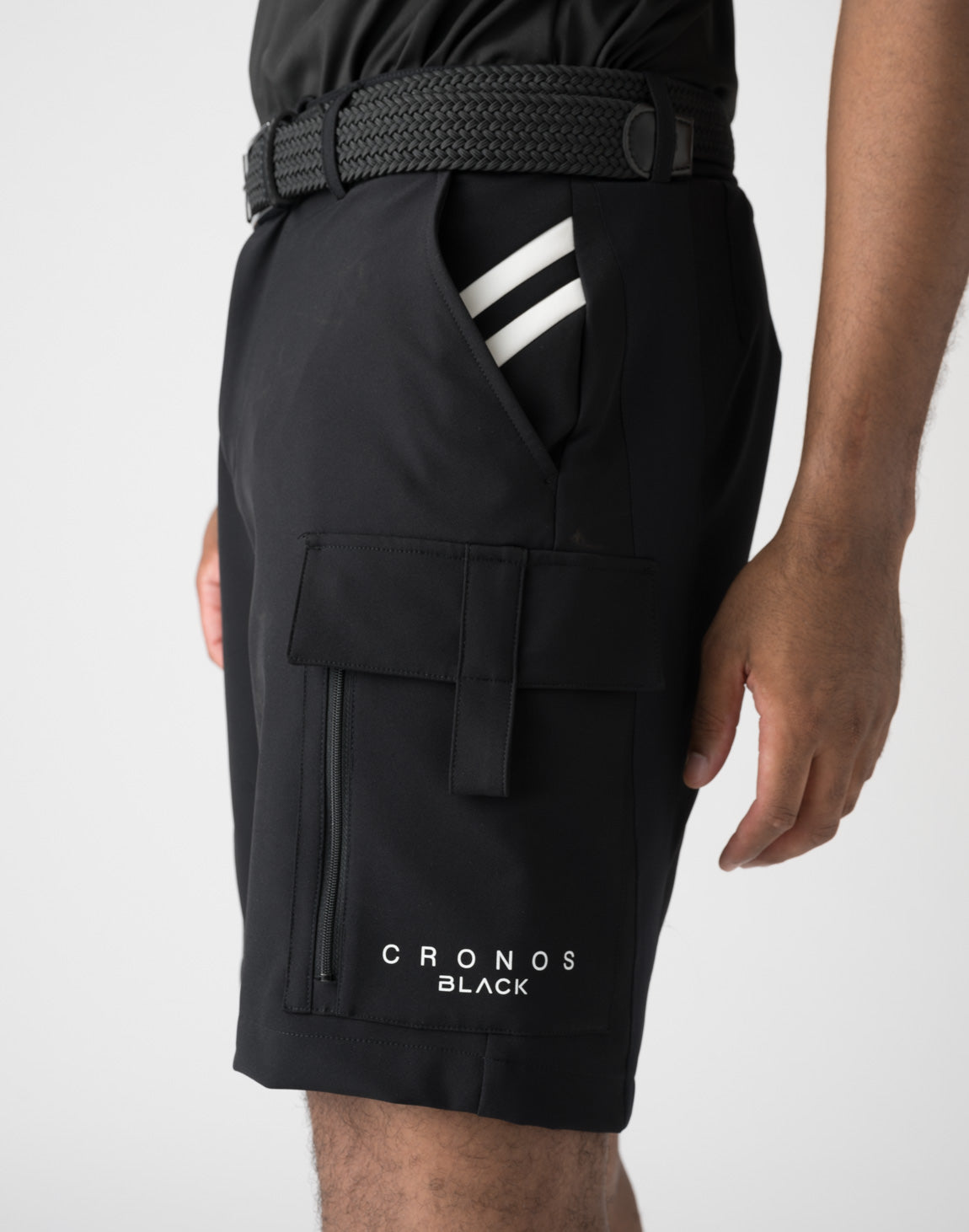 CRONOS BLACK CARGO SHORTS【WHITE】