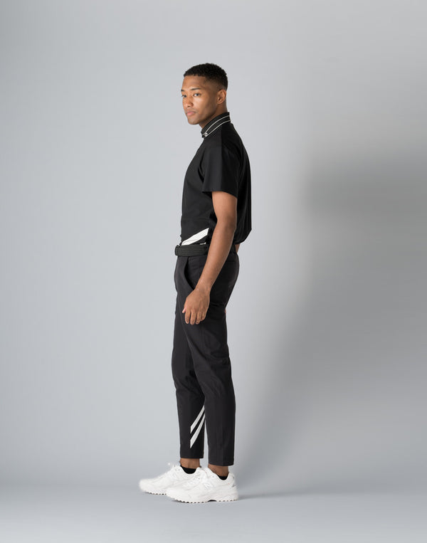 CRONOS BLACK STRIPED POLO SHIRT【BLACK】