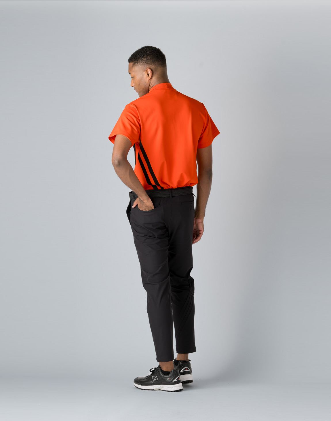 CRONOS BLACK MOCK NECK LINE SHORT SLEEVE SHIRT【RED