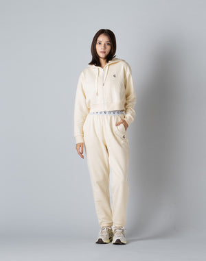 CRONOS WOMEN COLLEGE LOGO SHORT HOODIE [CREAM]