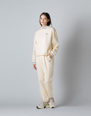 CRONOS WOMEN LOGO JACQUARD HOODIE [CREAM]