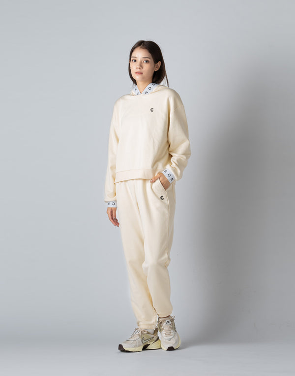 CRONOS WOMEN LOGO JACQUARD HOODIE [CREAM]